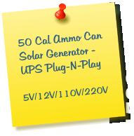50 Cal Ammo Can Solar Generator - UPS Plug-N-Play  5V/12V/110V/220V